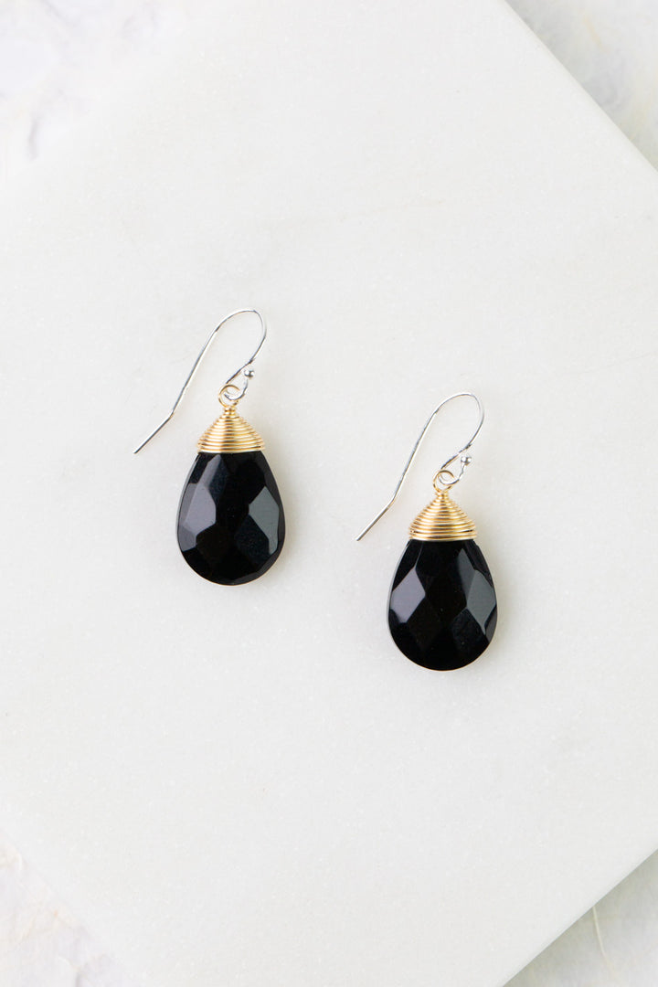 Nightfall Black Onyx Briolette Simple Earrings