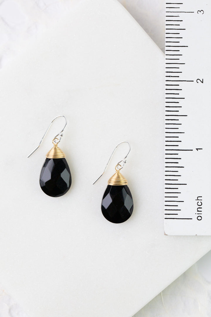 Nightfall Black Onyx Briolette Simple Earrings