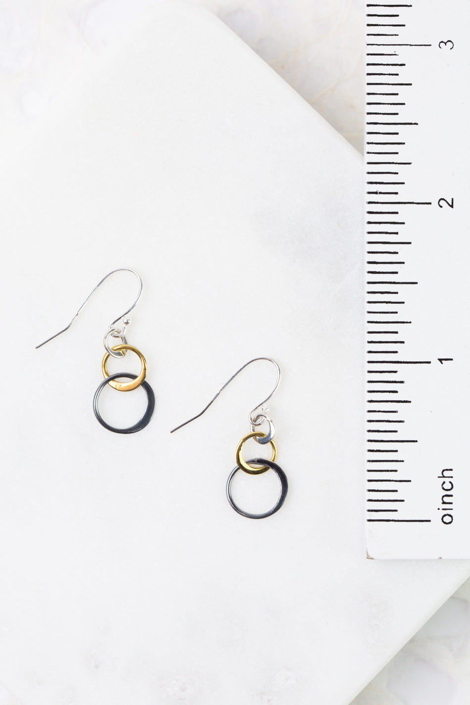 Nightfall Mixed Metal Circles Simple Earrings
