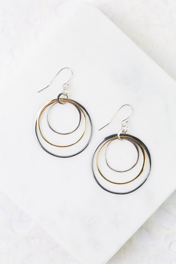 Nightfall Large Mixed Metal Circles Statement Earrings