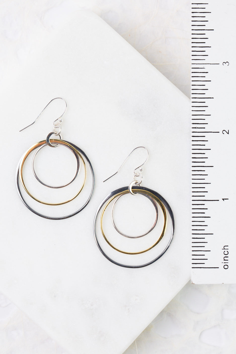 Nightfall Large Mixed Metal Circles Statement Earrings