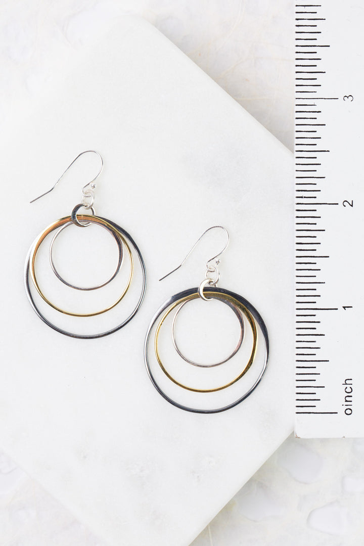 Nightfall Large Mixed Metal Circles Statement Earrings