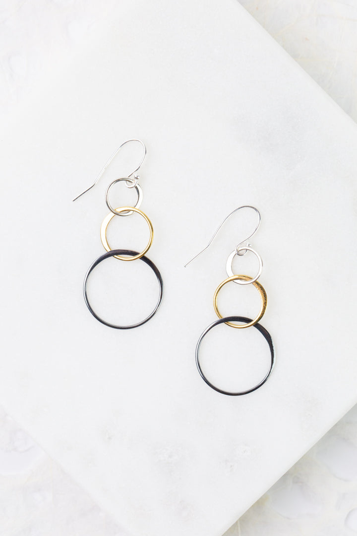 Nightfall Mixed Metal Circles Simple Earrings