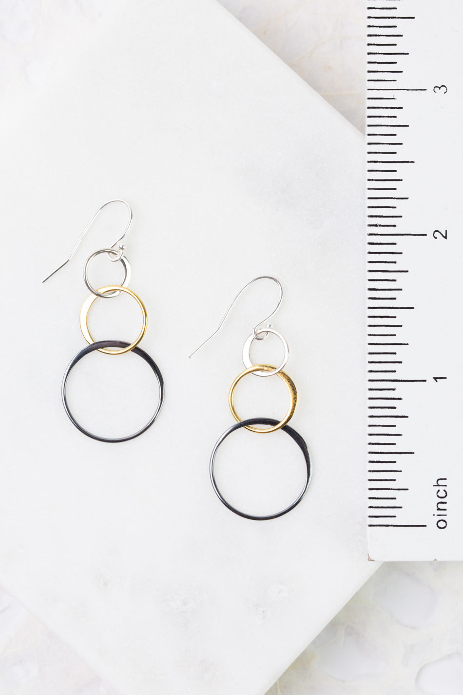 Nightfall Mixed Metal Circles Simple Earrings