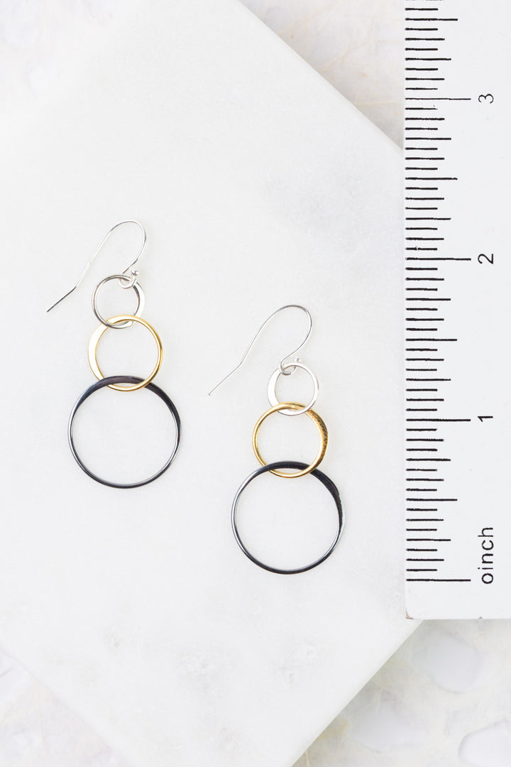 Nightfall Mixed Metal Circles Simple Earrings