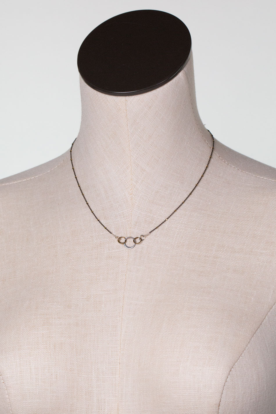 Nightfall 16-18" Mixed Metal Circles Simple Necklace