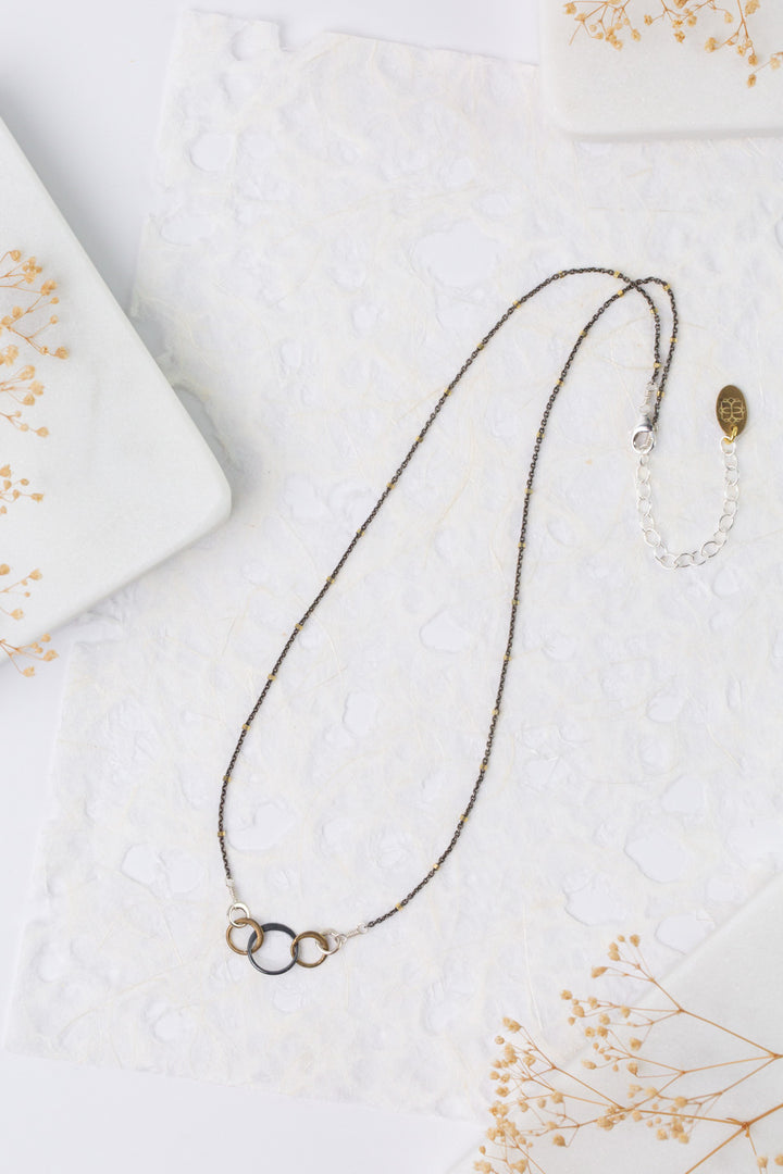 Nightfall 16-18" Mixed Metal Circles Simple Necklace