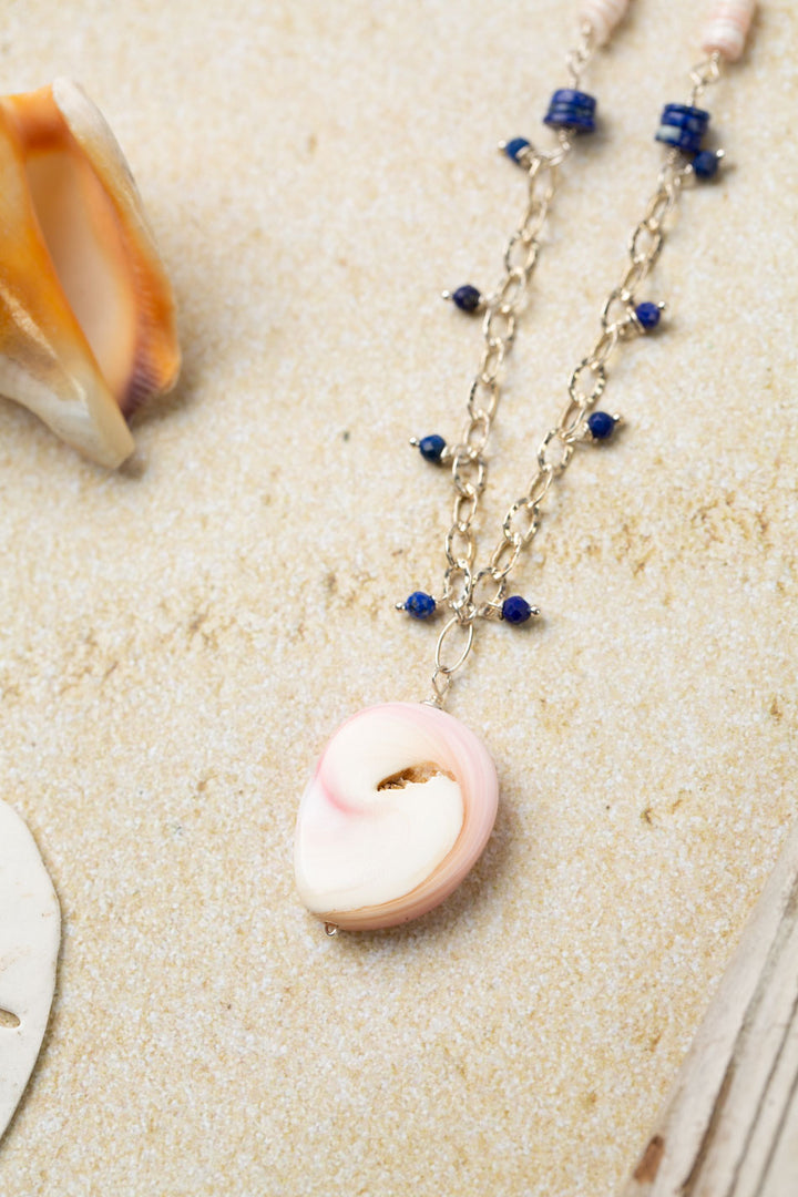 One Of A Kind 31-33" Spiny Oyster, Lapis With Shell Statement Necklace