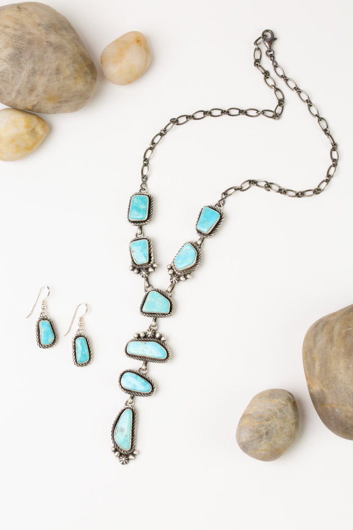Eli Skeets 18.25" Kingman Turquoise Statement Necklace And Earrings Set