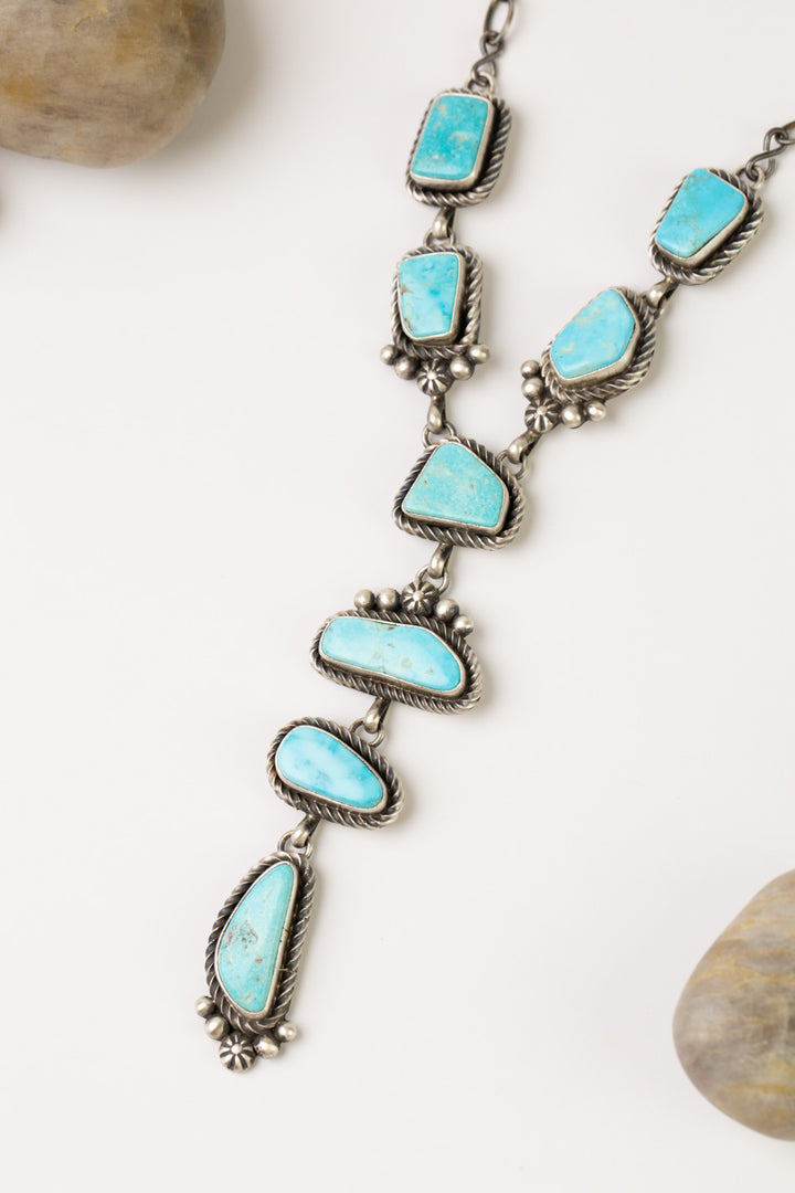 Eli Skeets 18.25" Kingman Turquoise Statement Necklace And Earrings Set
