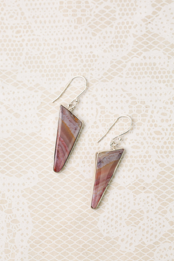 One Of A Kind Crazy Lace Agate Triangle Statement Earrings