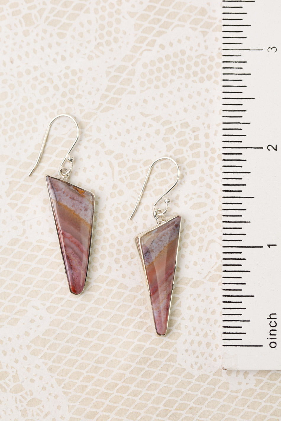 One Of A Kind Crazy Lace Agate Triangle Statement Earrings