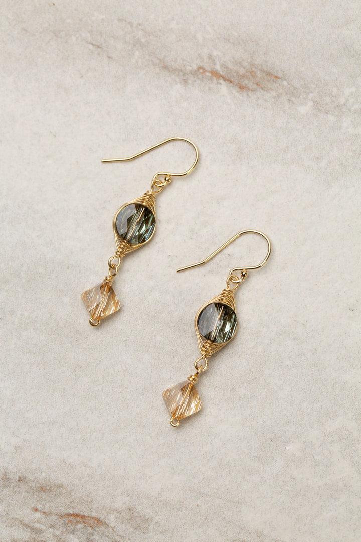 One Of A Kind Round Swarovski Diamond Herringbone Earrings