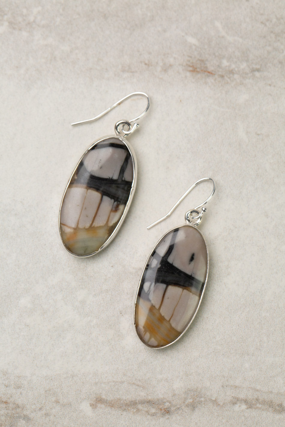 One Of A Kind Oval Jasper Statement Earrings