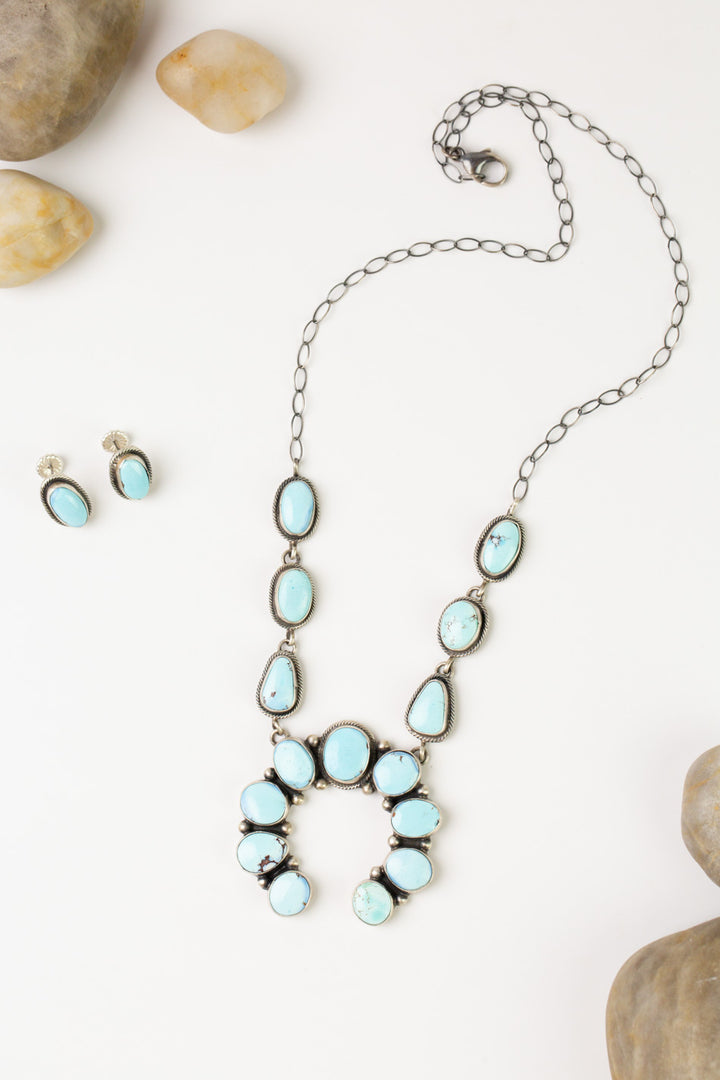 Darrin Livingston 22.5" Golden Hills Turquoise Statement Necklace And Earring Set