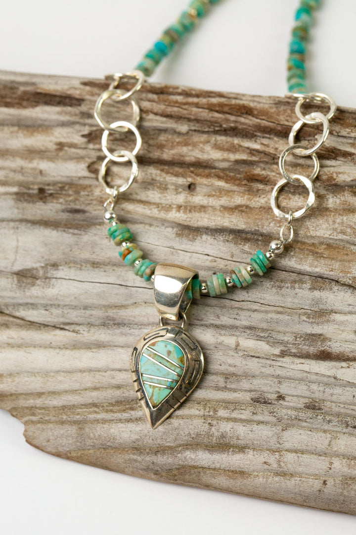 Native American 18.75-20.75" Turquoise Inlay Simple Necklace
