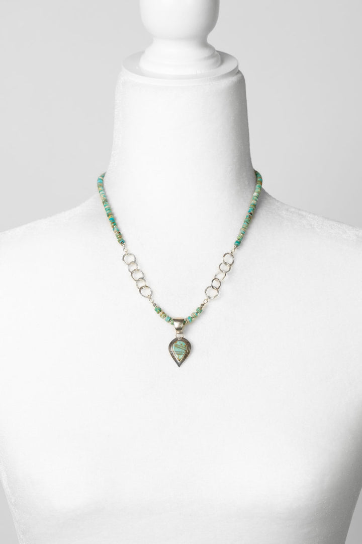 Native American 18.75-20.75" Turquoise Inlay Simple Necklace