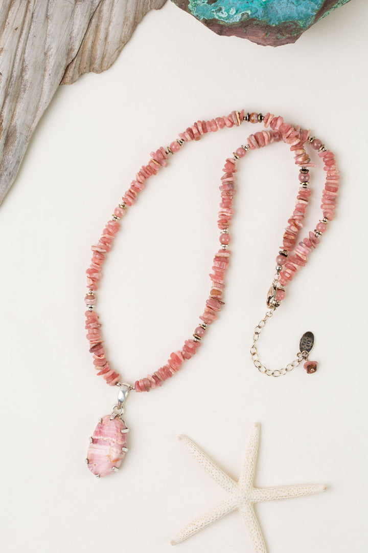One of a Kind 19-21" Rhodochrosite Statement Necklace