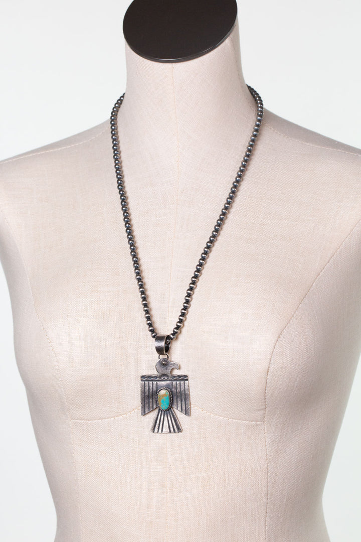 Kevin Billah 26" Royston Turquoise Thunderbird Statement Necklace