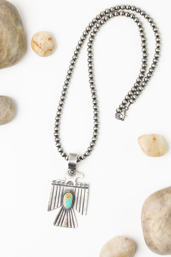 Kevin Billah 26" Royston Turquoise Thunderbird Statement Necklace