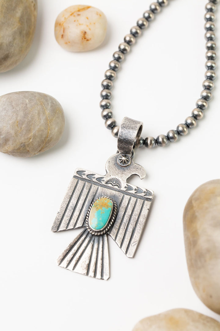 Kevin Billah 26" Royston Turquoise Thunderbird Statement Necklace