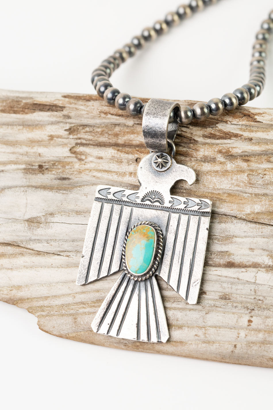 Kevin Billah 26" Royston Turquoise Thunderbird Statement Necklace