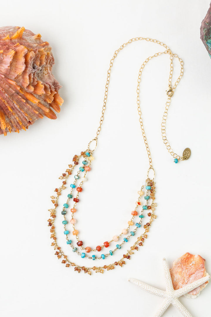 One Of A Kind 20-22" Spiny Oyster, Turquoise Multistrand Necklace
