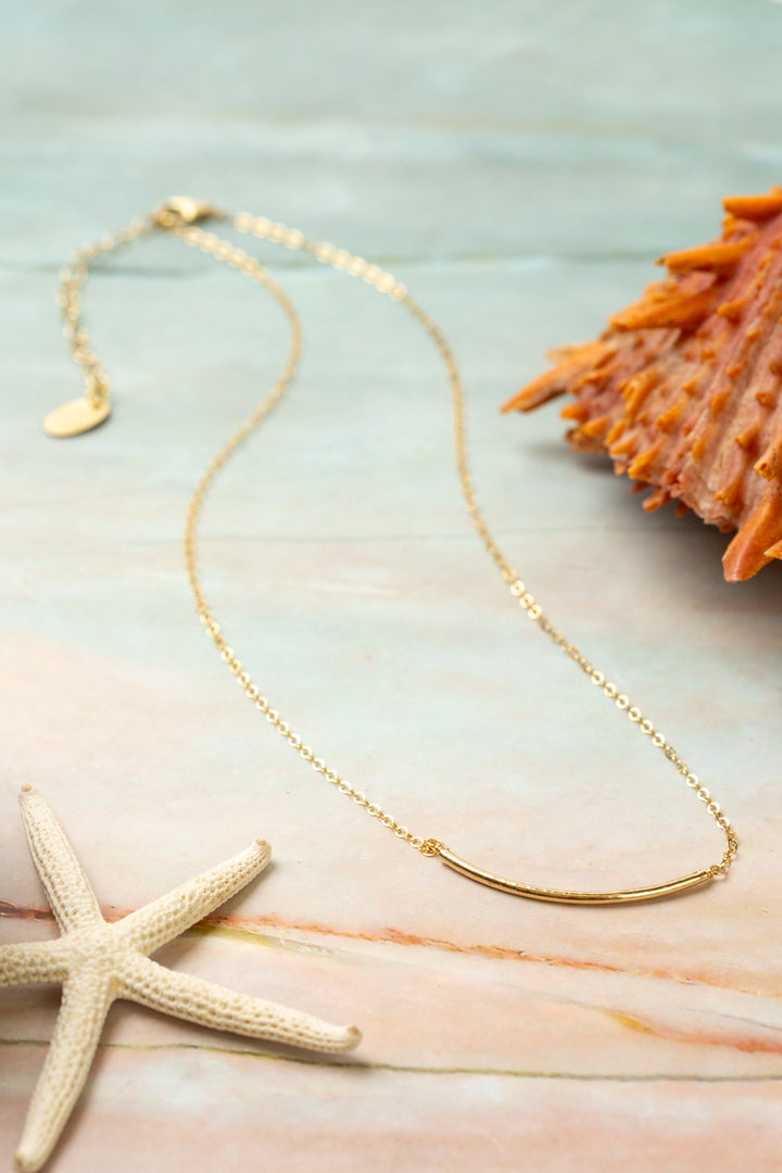 Ocean Waves 15.5-17.5" Gold Filled Bar Simple Necklace