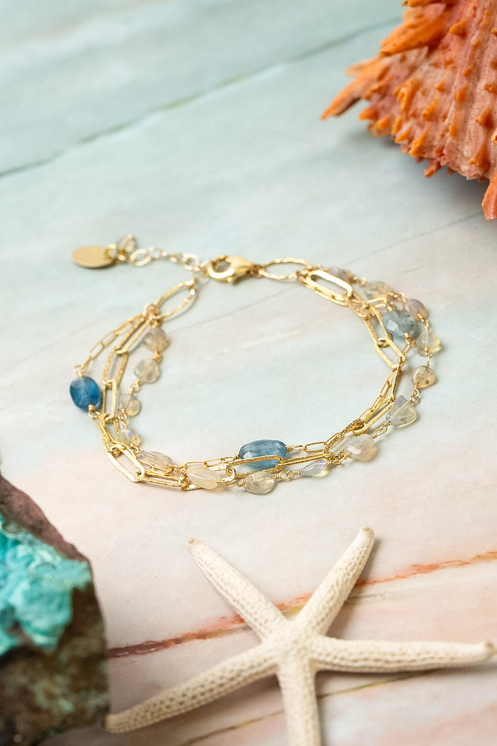Ocean Waves 7.5-8.5" Opal, Kyanite Multistrand Bracelet