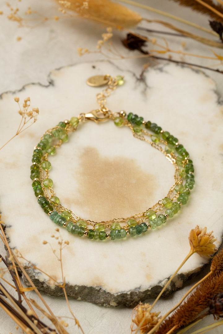 One Of A Kind 7.5-8.5" Green Tourmaline, Peridot Multistrand Bracelet