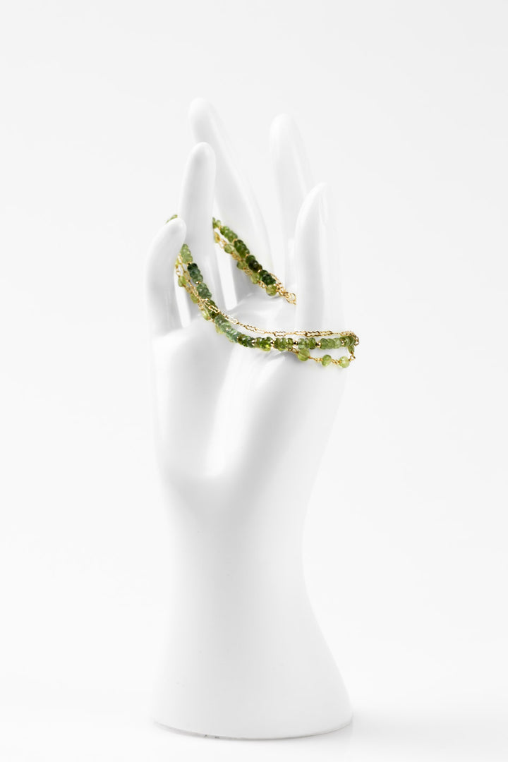 One Of A Kind 7.5-8.5" Green Tourmaline, Peridot Multistrand Bracelet