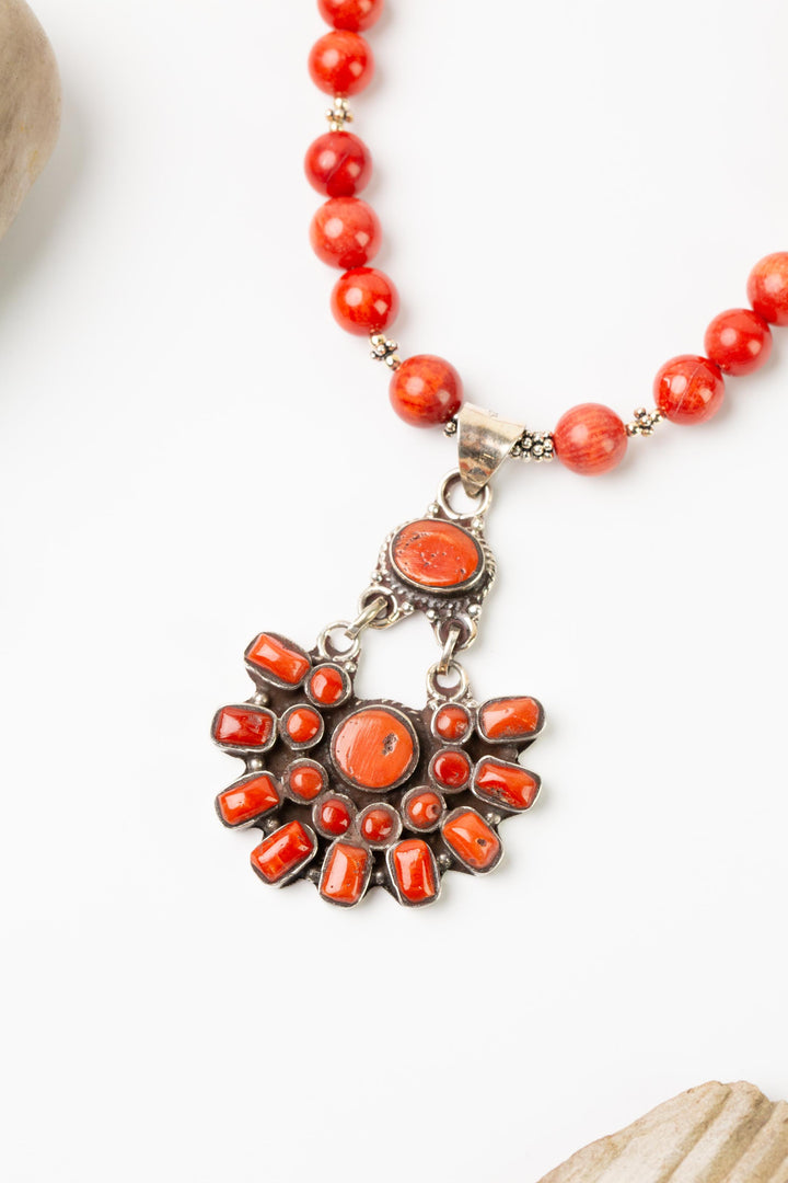 One Of A Kind 25-27" Coral Statement Necklace