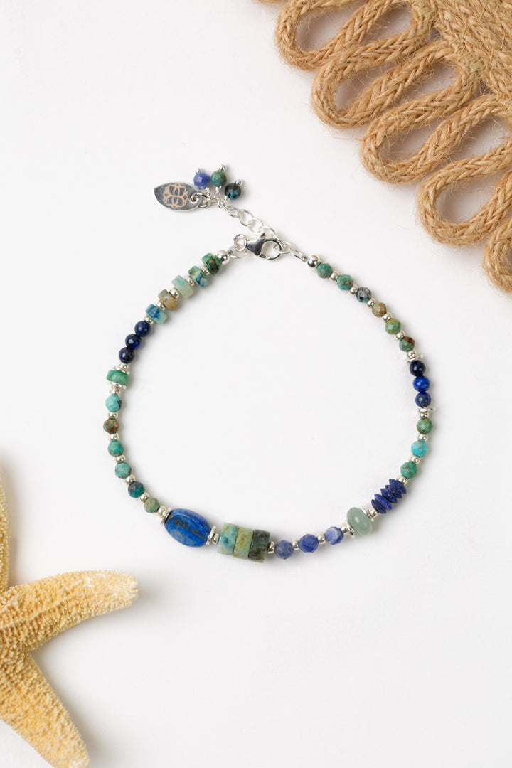 Pacifica 7.5-8.5" Lapis, Chrysocolla, Jasper Simple Bracelet