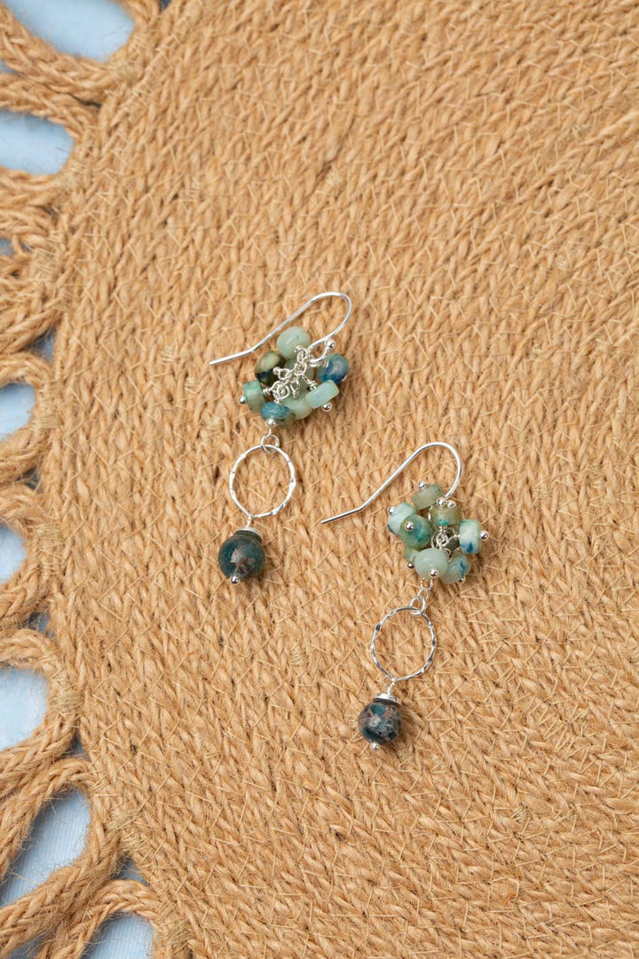 Pacifica Blue Apatite, Blue Jasper Cluster Earrings