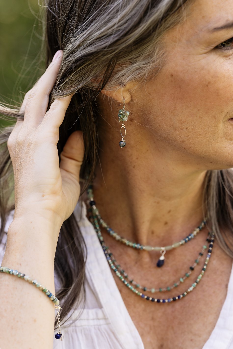 Pacifica Blue Apatite, Blue Jasper Cluster Earrings