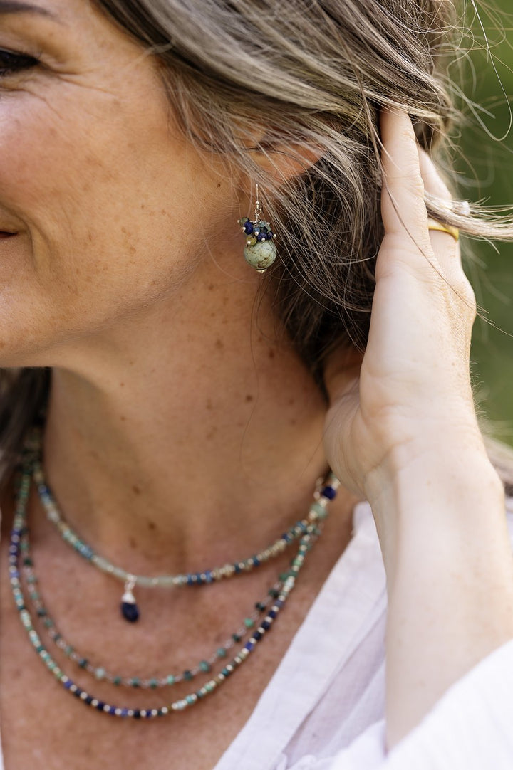 Pacifica Lapis Lazuli With Blue Jasper Cluster Earrings