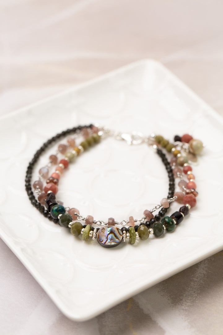 Promise 7.5-8.5" Czech Glass, Abalone, Cat's Eye Multistrand Bracelet