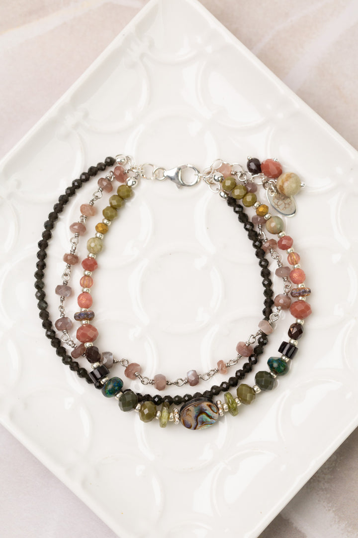 Promise 7.5-8.5" Czech Glass, Abalone, Cat's Eye Multistrand Bracelet