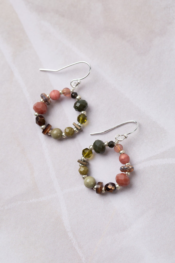 Promise Czech Glass, Crystal, Jasper Hoop Earrings