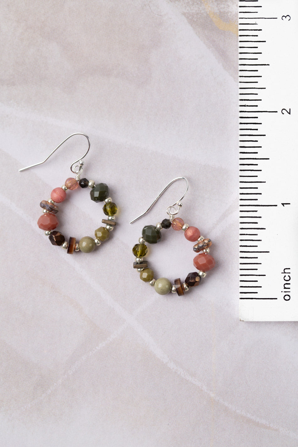 Promise Czech Glass, Crystal, Jasper Hoop Earrings