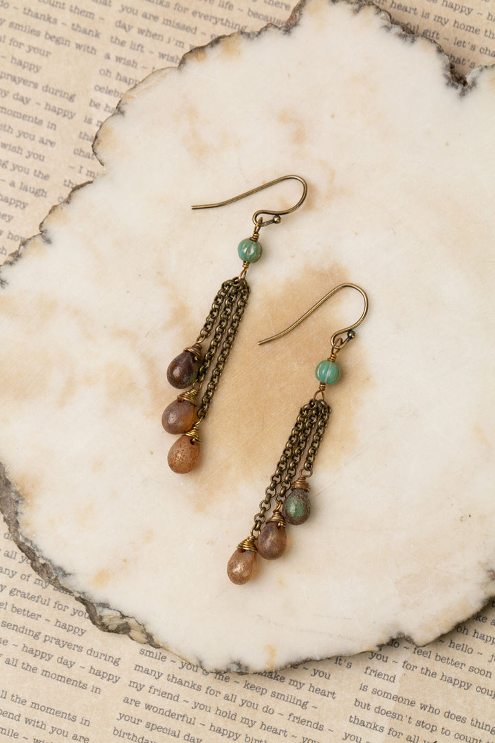 Rustic Creek Czech Glass Briolette Dangle Earrings