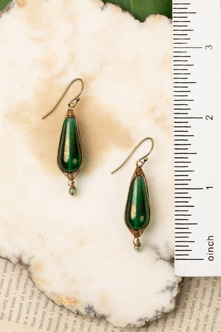 Rustic Creek Herringbone Czech Glass Dangle Earrings