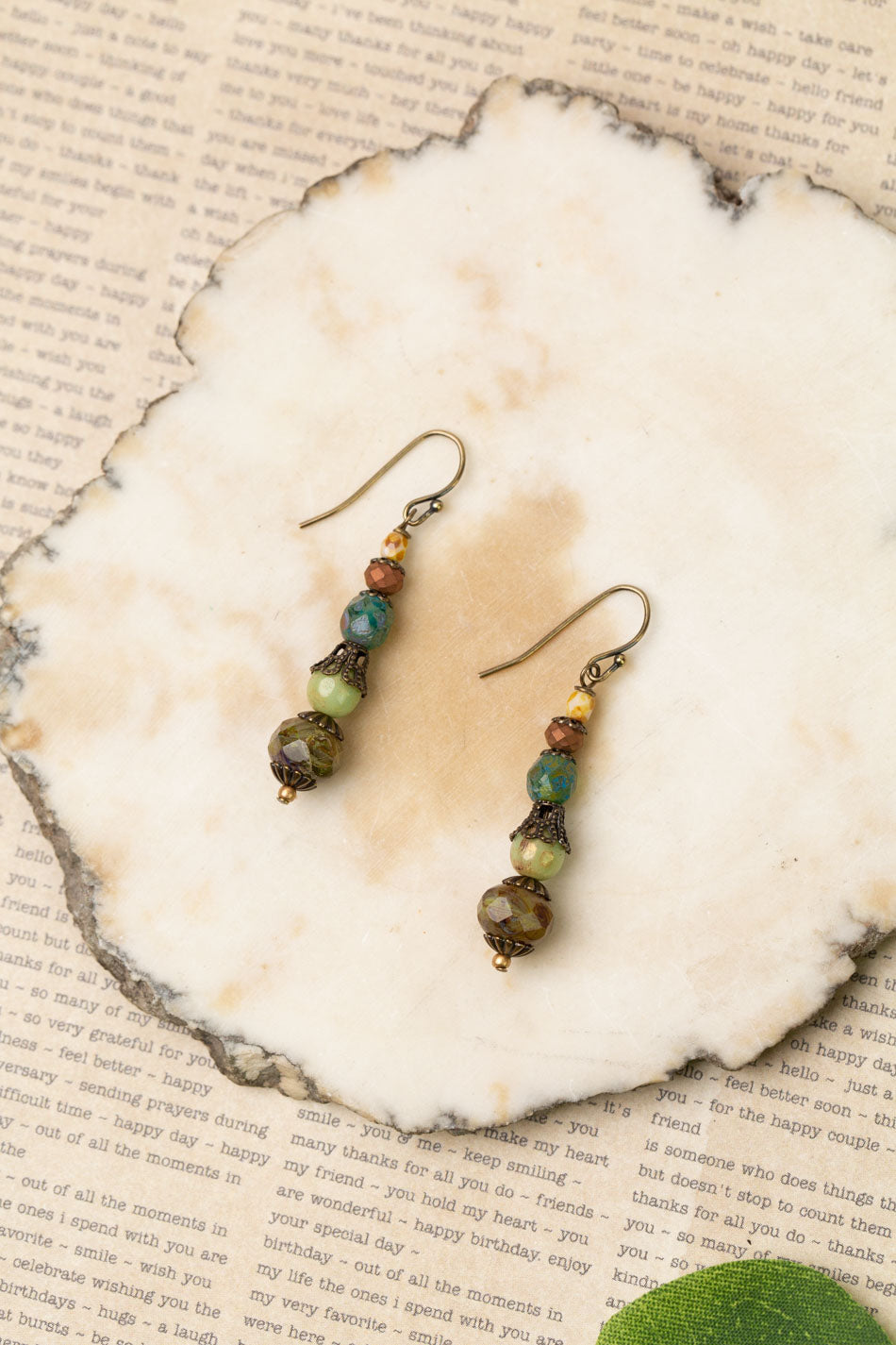 Rustic Creek Czech Glass Stacked Simple Earrings