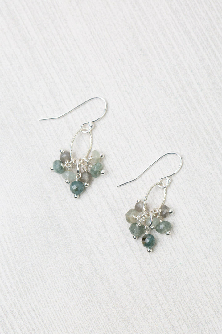 Resilience Prehnite, Sapphire With Labradorite Cluster Earrings