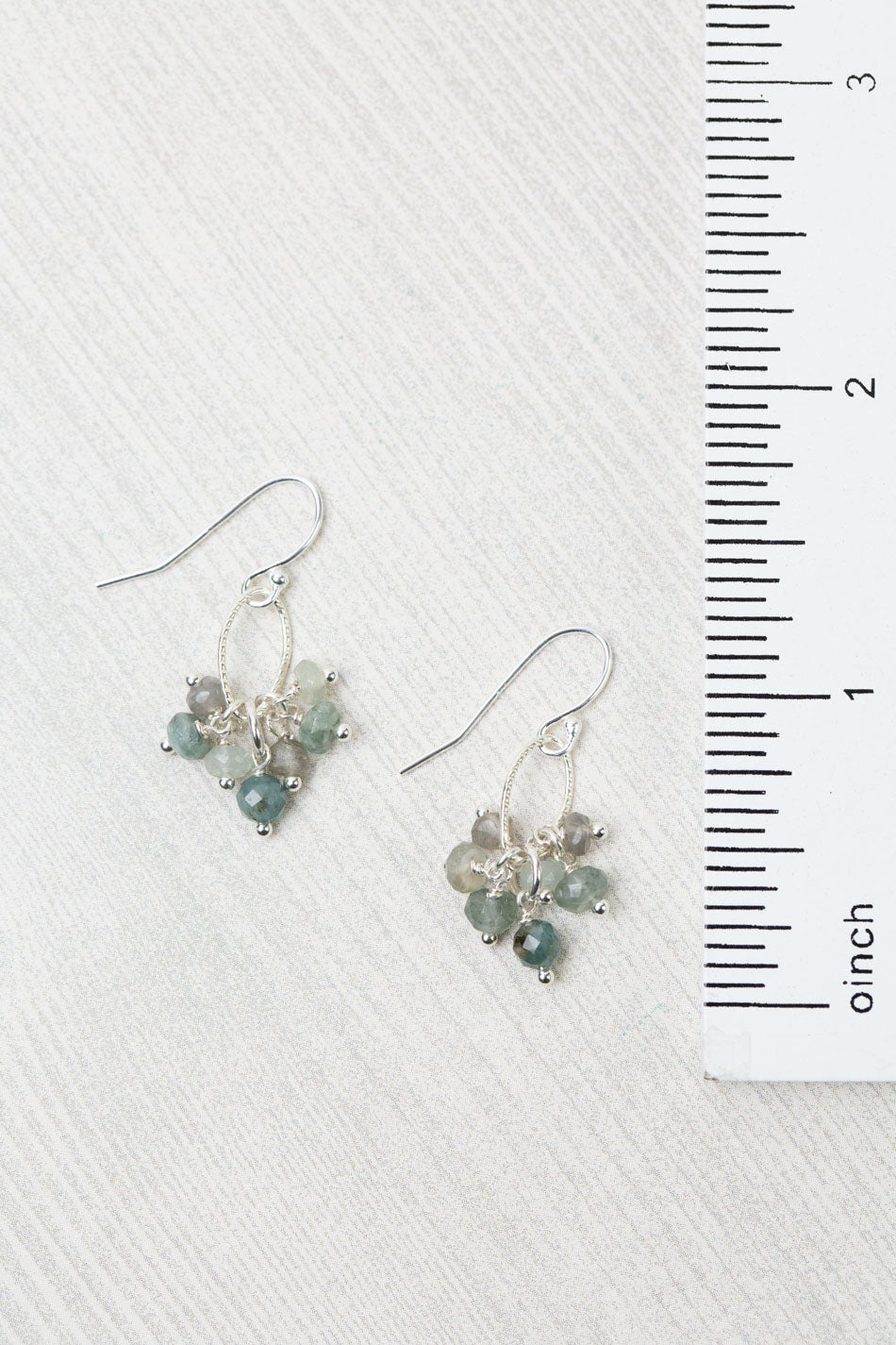 Resilience Prehnite, Sapphire With Labradorite Cluster Earrings