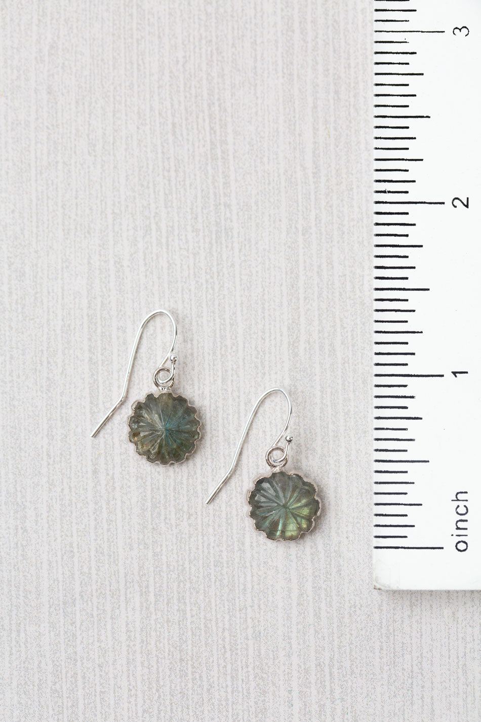 Resilience Carved Labradorite Flower Simple Earrings