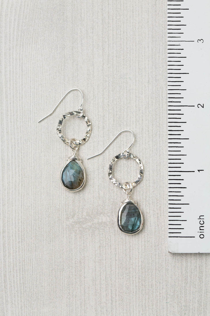 Resilience Faceted Labradorite Teardrop Bezel Statement Earrings