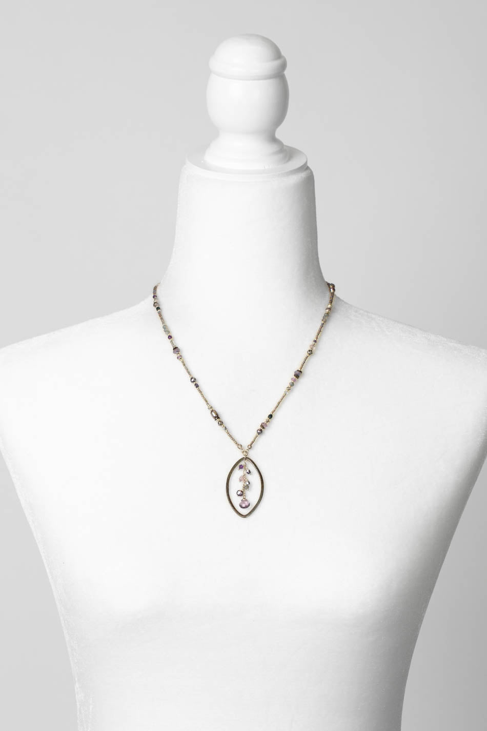 Reflections 19-21" Freshwater Pearl, Czech Glass, Crystal Cluster Necklace