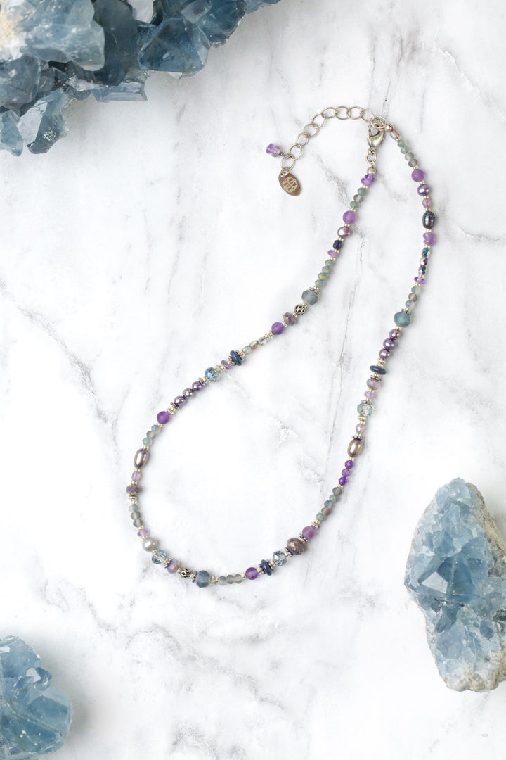 Reflections 16-18" Freshwater Pearl, Czech Glass, Crystal Simple Necklace