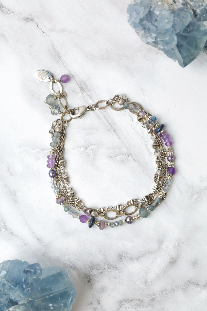 Reflections 7.5-8.5" Freshwater Pearl, Czech Glass, Crystal Multistrand Bracelet